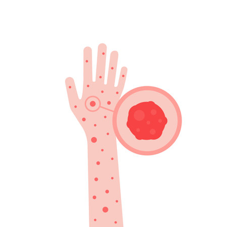 cartoon hand with psoriasis or eczemaのイラスト素材
