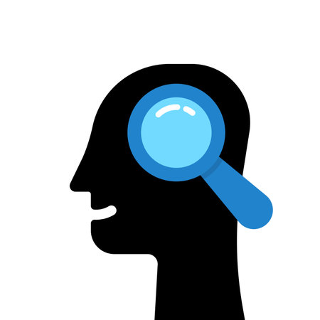 magnifying glass with head like insight iconのイラスト素材