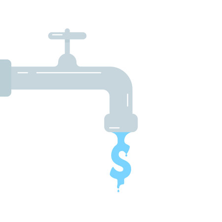 dollar sign like water flowing out faucet tapのイラスト素材