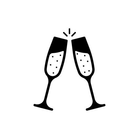 black toast icon like two champagne glassesのイラスト素材