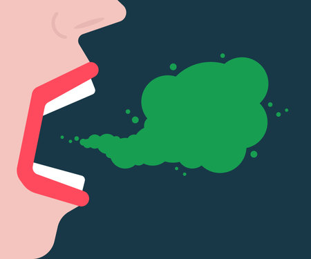 cartoon abstract woman mouth with bad breathのイラスト素材