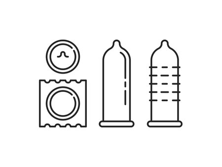 set of thin line condoms like contraceptionのイラスト素材