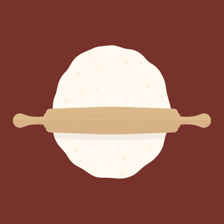 cartoon wooden rolling pin with doughのイラスト素材