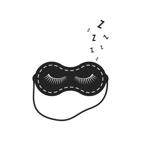 black sleep mask with closed eyes and snoringのイラスト素材