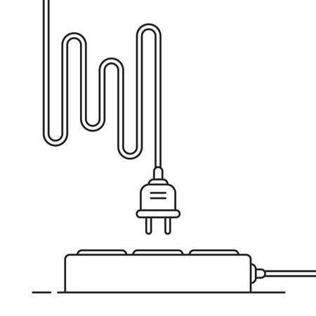 black linear electrical plug connects to line filterのイラスト素材