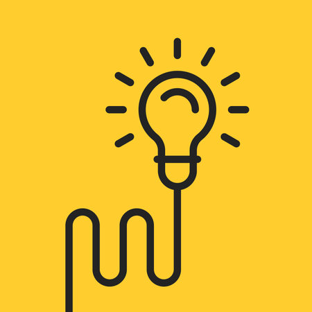 visionary icon with thin line light bulb with wire