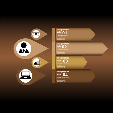 Modern business infographics with brown and gold backgroundのイラスト素材