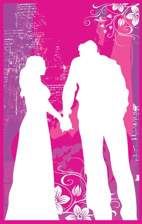 Romance couple silhouette illustrationの写真素材