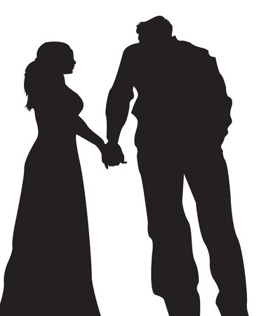 Romance couple silhouette illustrationの写真素材