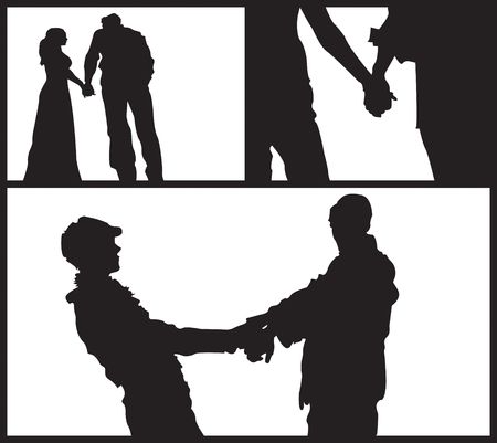 Romance couple silhouette illustrationの写真素材