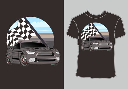 design t shirt,racing car illustrationのイラスト素材