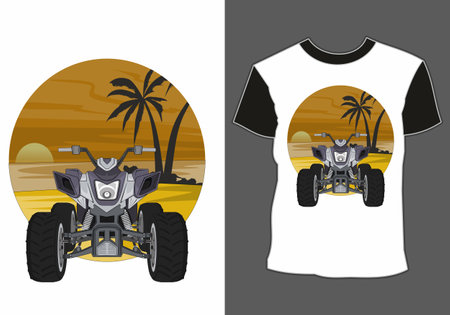 summer t shirt design, classic, vintage, retro cars are on the beachのイラスト素材