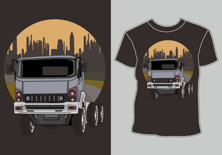 T-shirt design for truck loverのイラスト素材