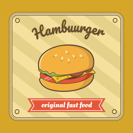 flat design Fast food in flat line art designのイラスト素材