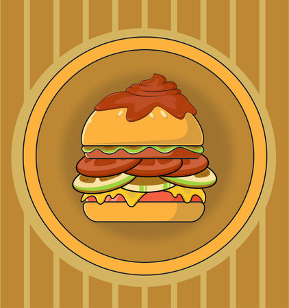 burger flat design vectorのイラスト素材