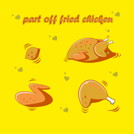 part off fried chicken flat designのイラスト素材