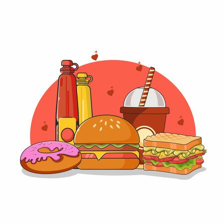 fast food flat design vectorのイラスト素材