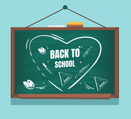 writing ''back to school'' in the blackboard flat designのイラスト素材