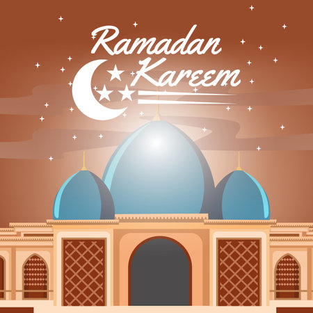 Ramadan kareem. scene with mosqueのイラスト素材