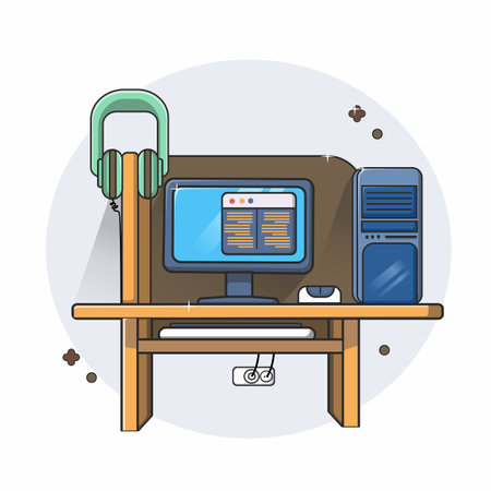 work space with a computerのイラスト素材