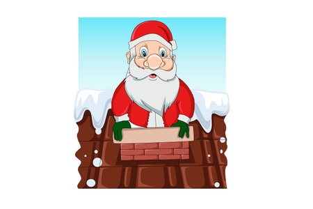 santa claus christmas out from chimney vectorのイラスト素材