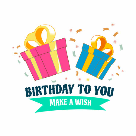 happy birthday to you with two give flat designのイラスト素材