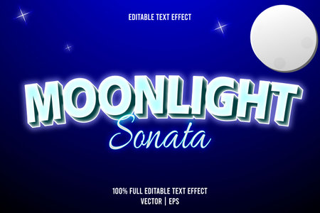 Moonlight sonata editable text effect 3 dimension emboss luxury styleのイラスト素材