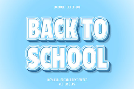 Back to school editable text effect 3 dimension emboss cartoon styleのイラスト素材