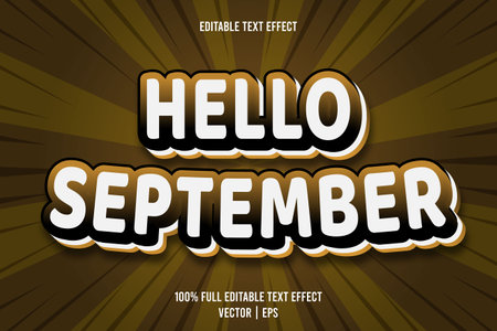 Hello september editable text effect 3 dimension emboss cartoon styleのイラスト素材