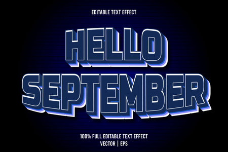 Hello september editable text effect 3 dimension emboss cartoon styleのイラスト素材