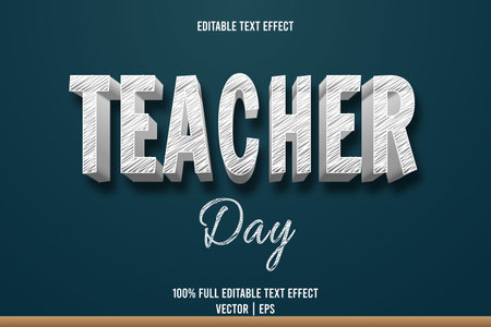 Teacher day editable text effect 3 dimension emboss cartoon styleのイラスト素材