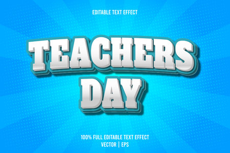 Teachers day editable text effect 3 dimension emboss cartoon styleのイラスト素材