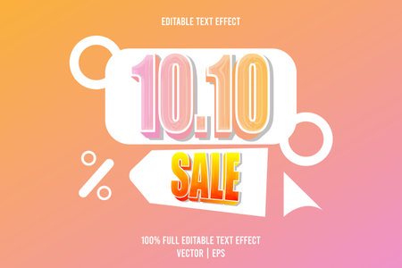 10.10 sale editable text effect 3 dimension emboss cartoon styleのイラスト素材