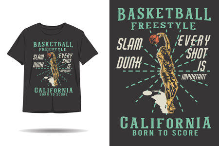 Basketball freestyle silhouette t shirt designのイラスト素材