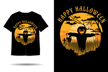 Happy halloween silhouette t shirt designのイラスト素材