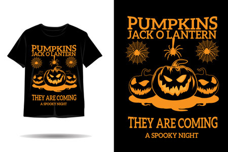 Halloween pumpkins jack o lantern silhouette t shirt designのイラスト素材