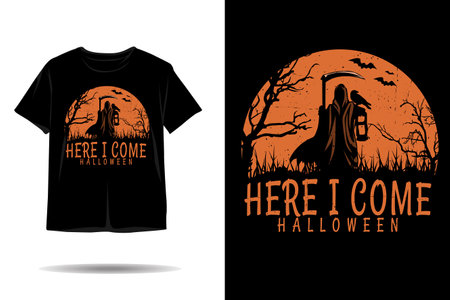 Here i come halloween silhouette t shirt designのイラスト素材
