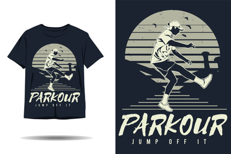 Parkour jump off it silhouette t shirt designのイラスト素材