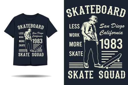 Skateboard less work more skate silhouette t shirt designのイラスト素材