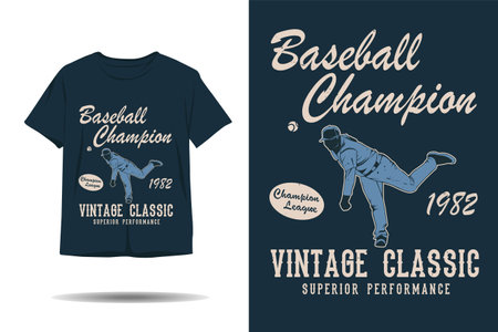 Baseball champion vintage classic silhouette t shirt designのイラスト素材