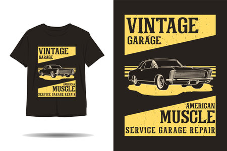 Vintage garage american muscle service garage repair silhouette t shirt designのイラスト素材