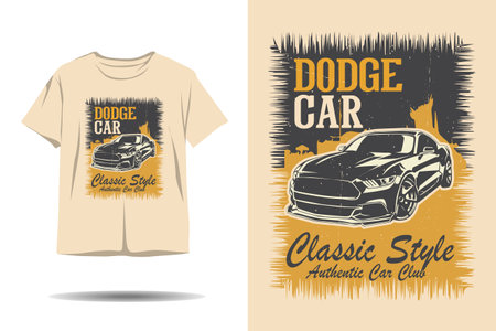 Dodge car classic style authentic car club silhouette tshirt designのイラスト素材