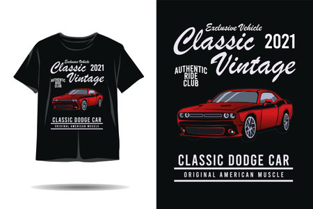 Exclusive vehicle classic vintage dodge car illustration tshirt designのイラスト素材