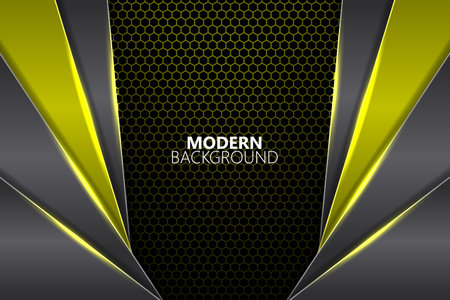 Modern background diagonal overlapped shape with yellow gradientのイラスト素材