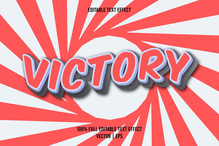Victory editable text effect red and gray colorのイラスト素材