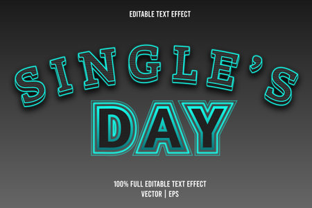 Single's day editable text effect cyan colorのイラスト素材