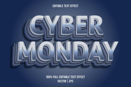 Cyber monday 3 dimension editable text effect blue colorのイラスト素材