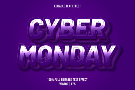 Cyber monday 3 dimension editable text effect purple colorのイラスト素材