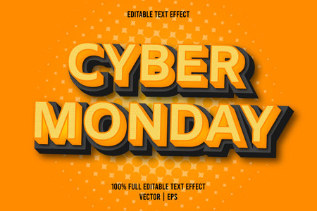 Cyber monday editable text effect comic style orange colorのイラスト素材
