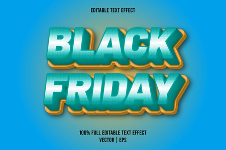 Black friday editable text effect comic style cyan colorのイラスト素材